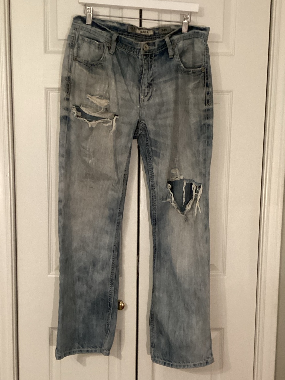 Bke Jeans Men's Light Blue Derek With Distressed Details Total Grunge 34x30